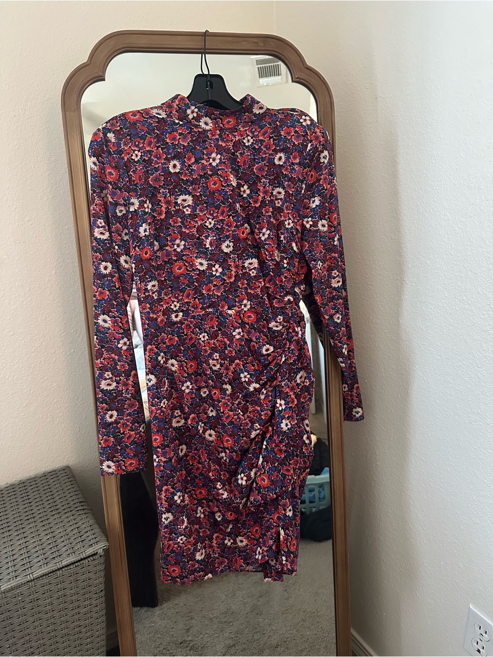 Floral Ruched Long-Sleeve Mini Dress - Pink Multi - Picture 2 of 9
